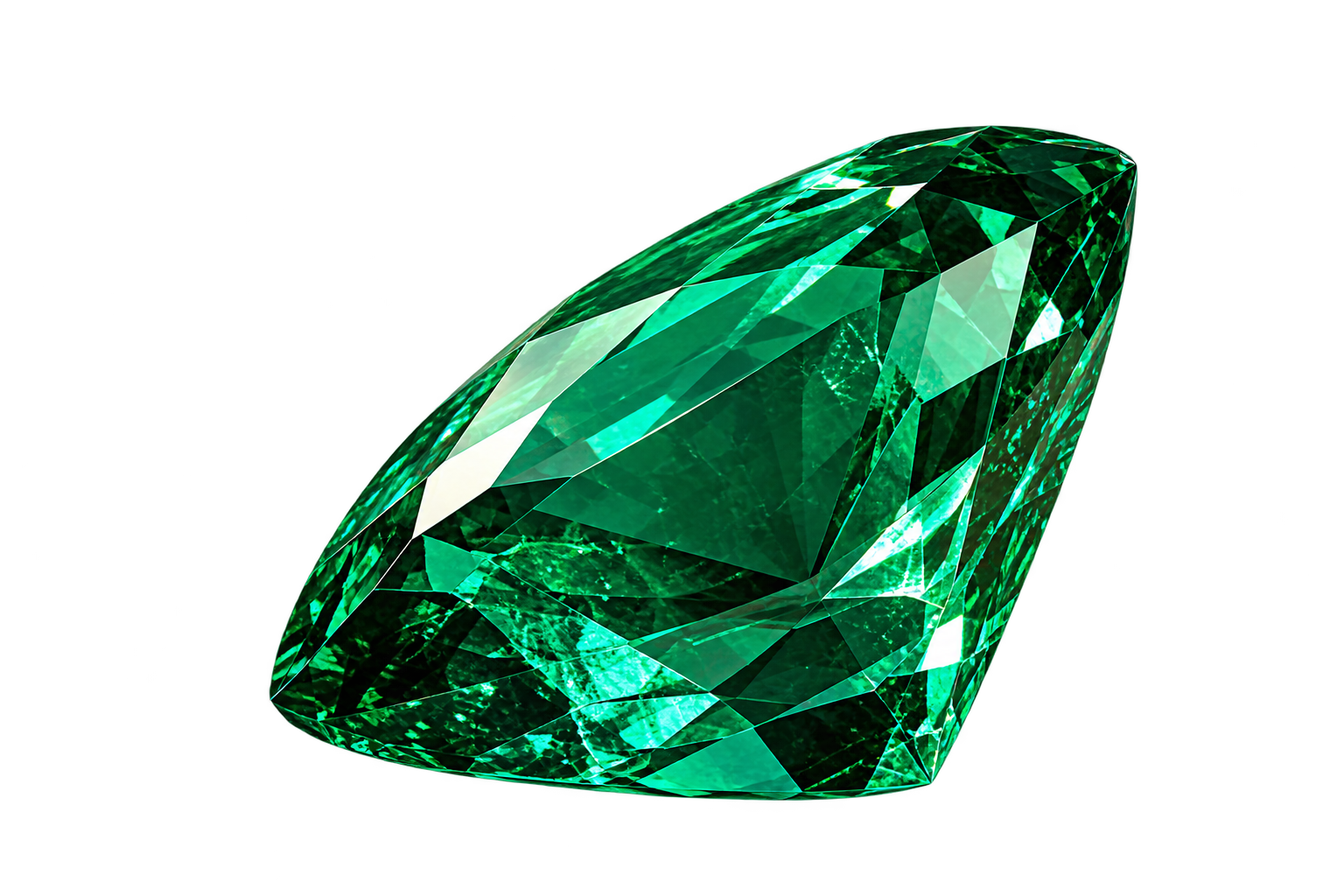 Pear-cut emerald on marble